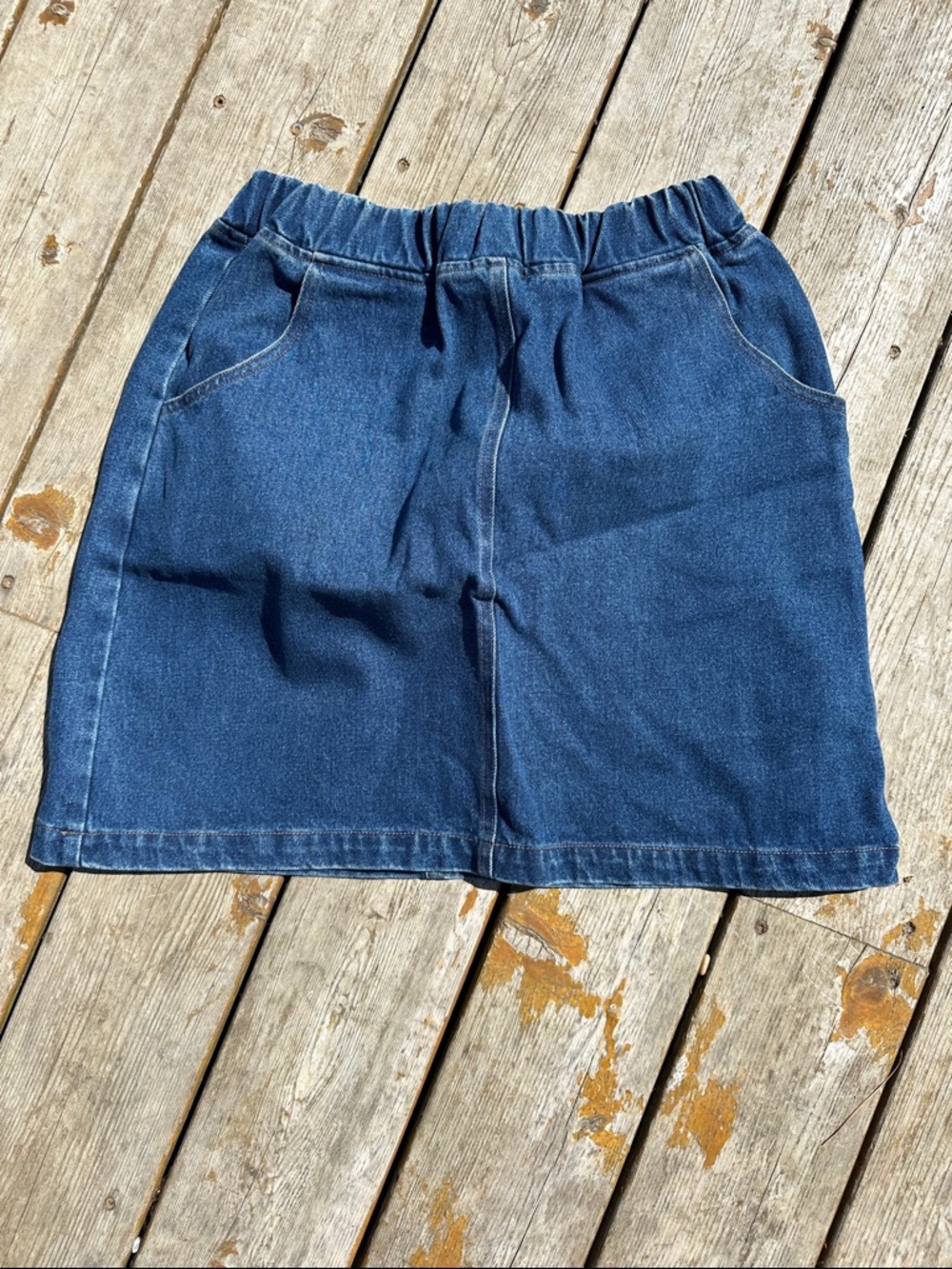 Elastic Waist Denim Skirt